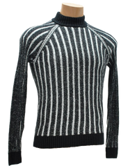 INC Deep Black Striped Novelty Pullover