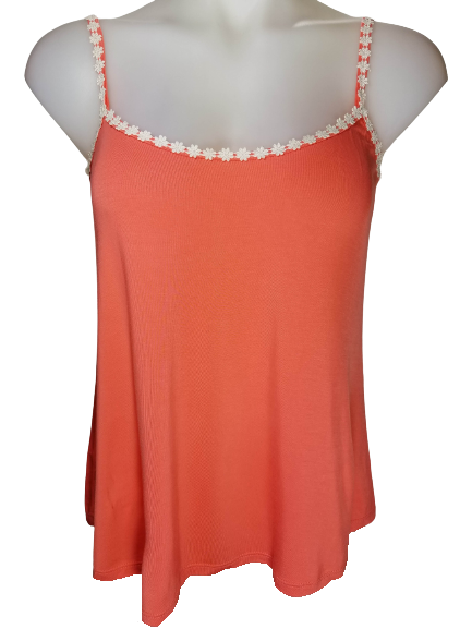 Salmon/White Sleeveless Blouse