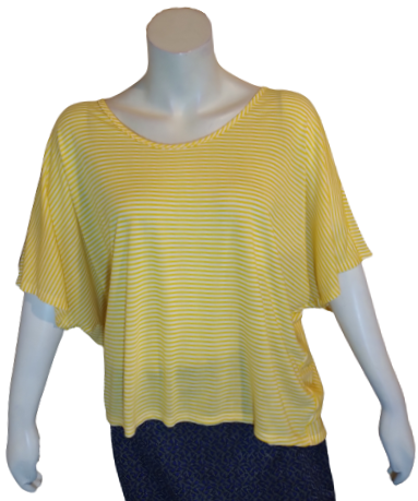 Achro Yellow Striped Women Tee Rayon, Polyester