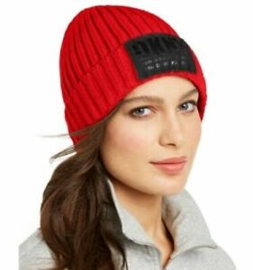 DKNY red beanie