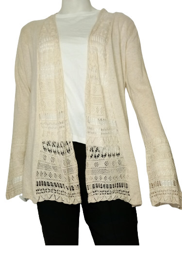 Belldini Crocheted Wrap Sweater in Tan