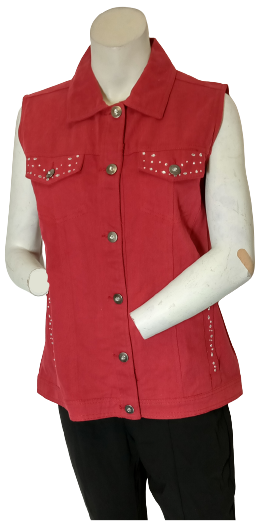 Red jeweled denim vest