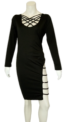 Long sleeved cutout dress black