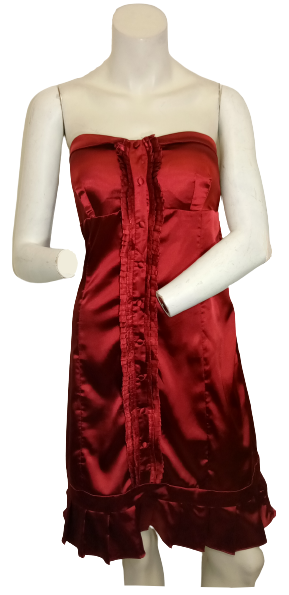 Minuet strapless silky button dress