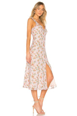 lilac floral midi dress