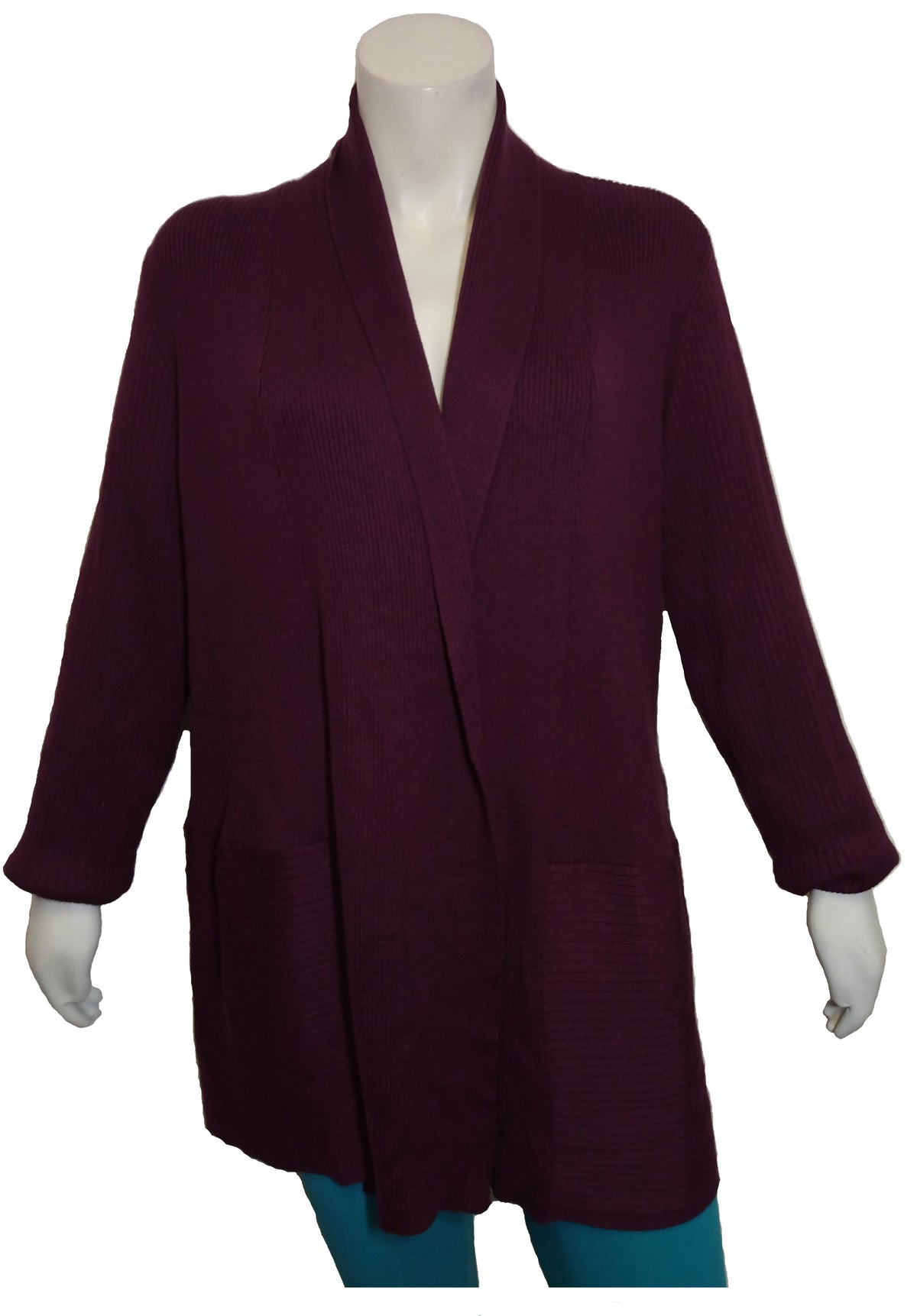 JM Collection Wine Wrap Sweater