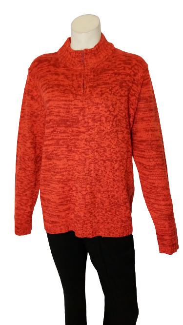 Sara Morgan Red/Orange Zip Front Sweater