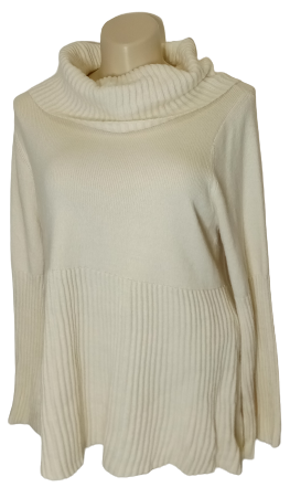 Style & Co. Cream Ribbed Neckline/Edge Sweater