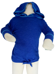 Blue Knot-front hooded sweatshirt