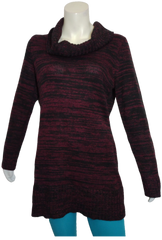 AB Studio Maroon/Black Long Cowl Neck Sweater