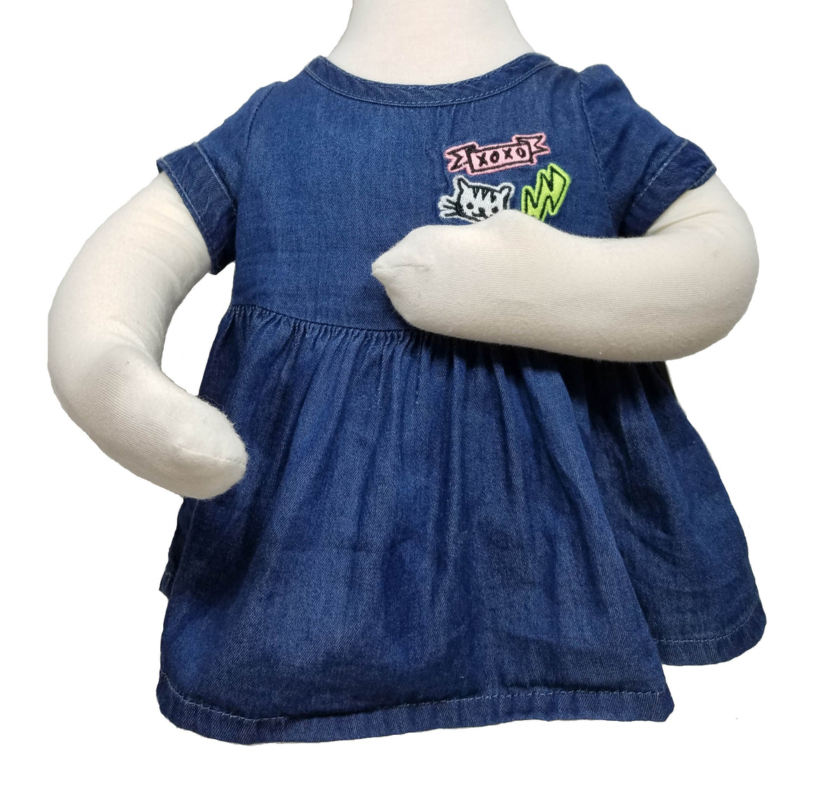 Denim blue dress with applique