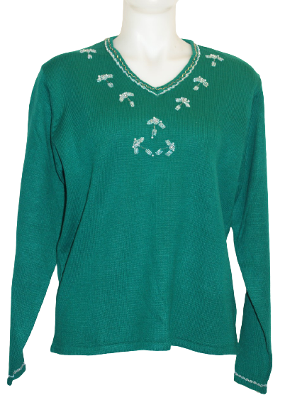 Green Beaded Sweater