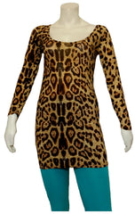 Tan/Brown Leopard Print Blouse