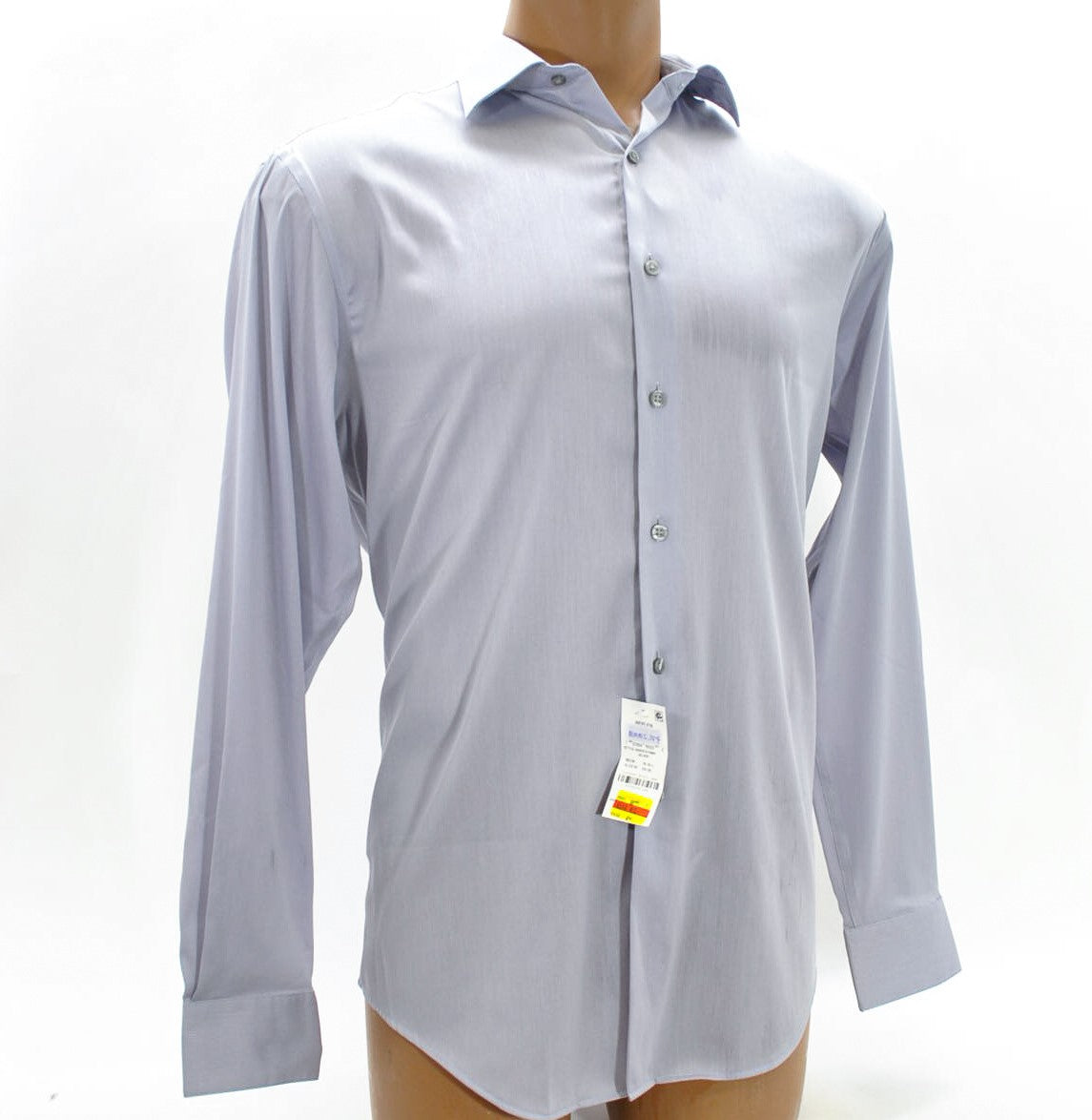 Alfani Men Silver AlfaTech Regular Fit Long Sleeve Shirt S14-14 1/2, 32/33
