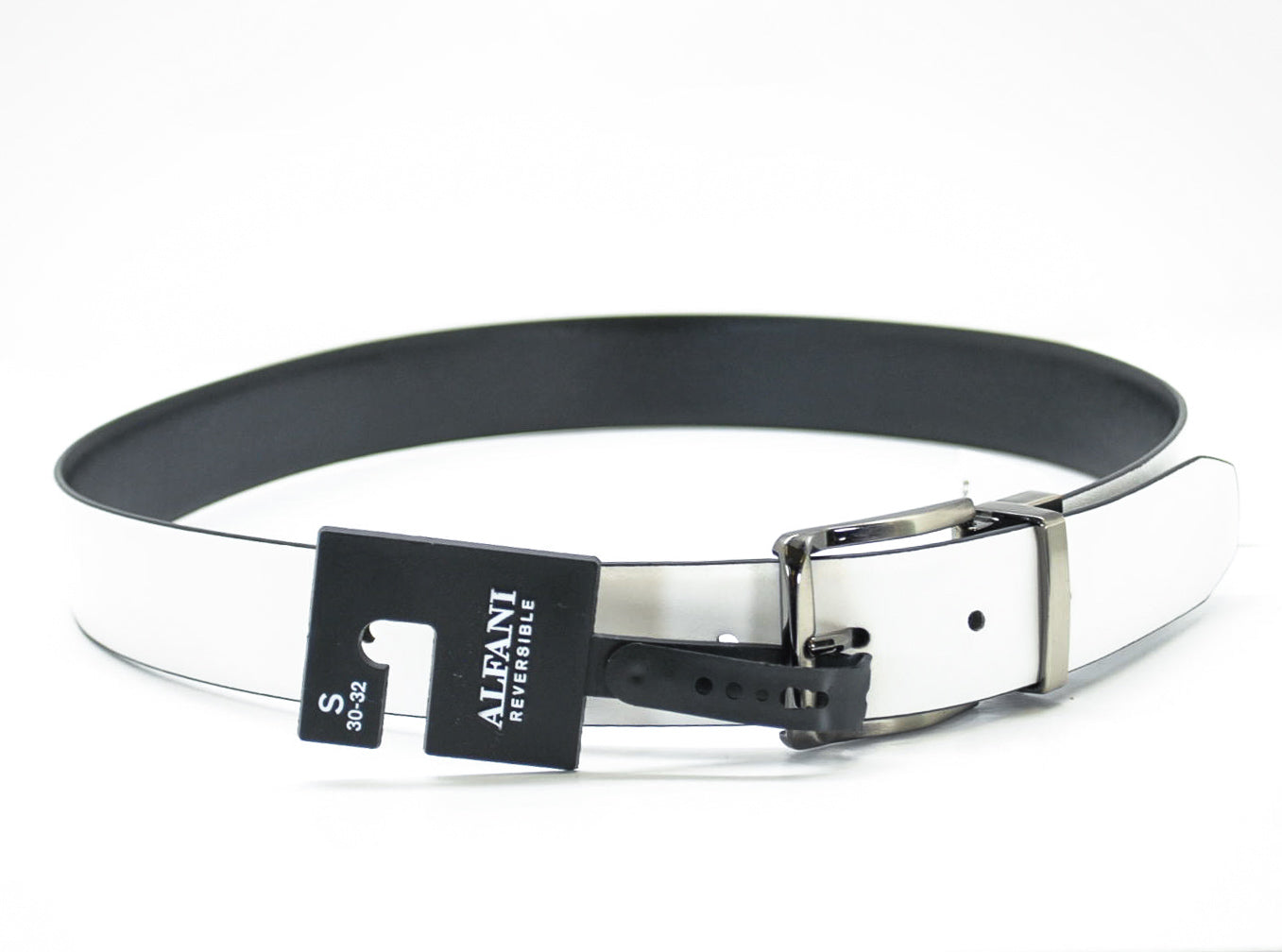 Alfani Men Black/White Synthetic Reversible Belt S30-32