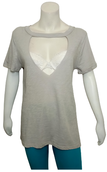 Emory Park Gray Keyhole Top