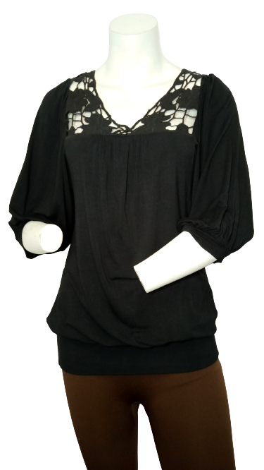 Black Mar-Q Embroidered Blouse