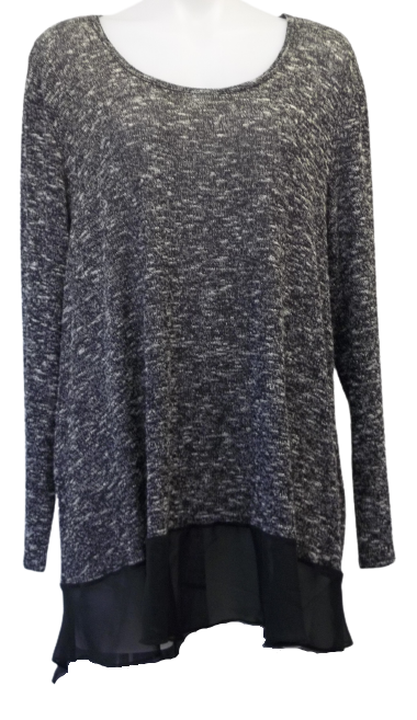 Moa Moa Black/White Sheer Edge Sweater