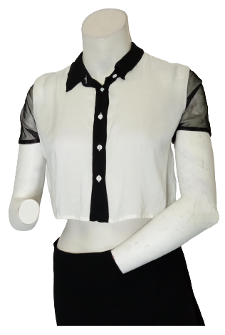 Milau White/Black Crop Top