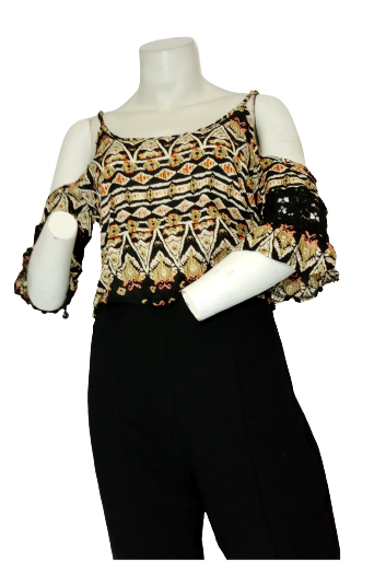 Jaase Black/Tan Crop Top
