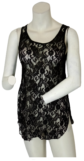 Black Lace "Mullet" Tank Top