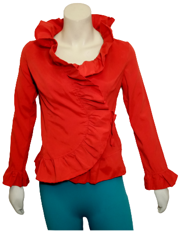 Runway Paris Red Ruffle Blouse
