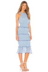 powder blue midi dress