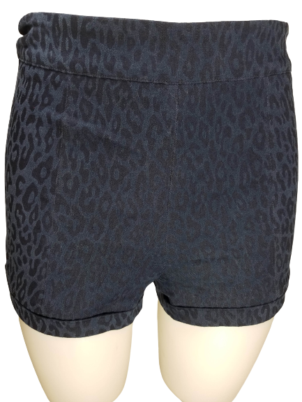 4 Ena Navy Leopard Zippered Shorts Small