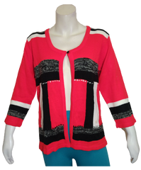 Sara Morgan Red Button-Front Cardigan
