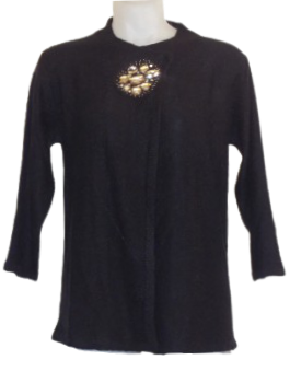 Salon Studio Black Jeweled Wrap Sweater