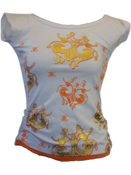 White/Orange Mar-Q Printed Top