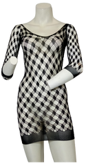 Mesh Diamond Pattern Dress Black