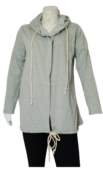 Gray/Cream Long Sleeve Hoodie