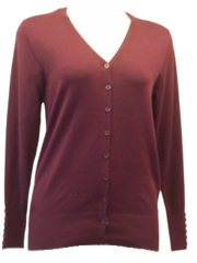 Zenana Outfitters Wine Cardigan With Button Accent Sleeves