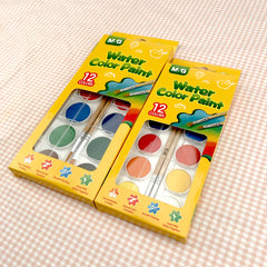 M&G 8g Watercolor Paint 12 colors with 2 brushes (1 per pack)