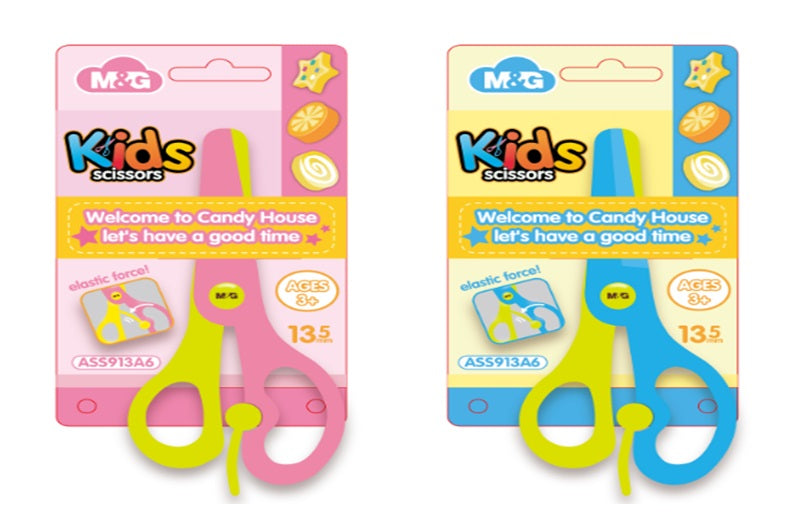 M&G Kids Safety Scissors 13.5mm Plastic blade, safe elastic force function