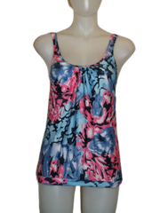 Pink/Blue Patterned Tankini Top