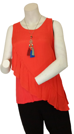 Red ABG Asymetrical Tank Top